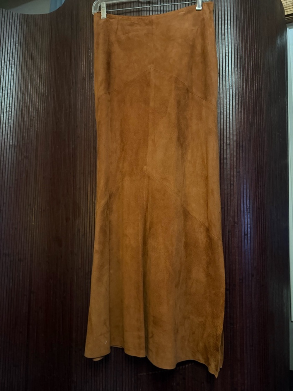 Suede Maxi Skirt in Rich Caramel